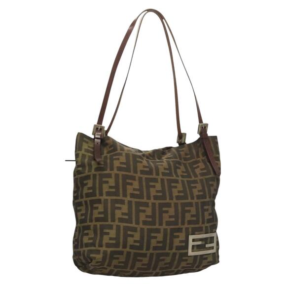 FENDI Zucca Canvas Mamma Tote Bag Black Brown - Picture 1 of 12